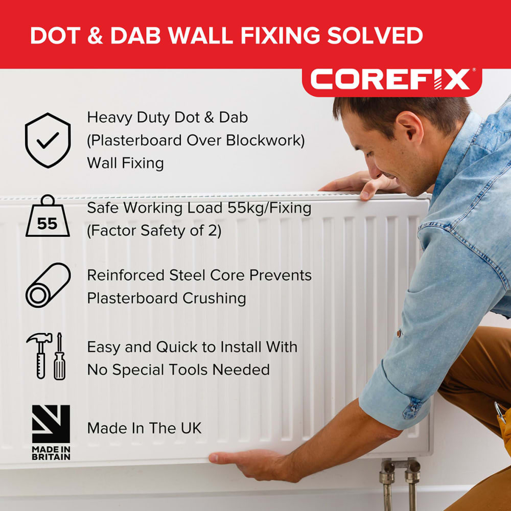 Corefix Connect 100 - Dot and Dab or Drylined Wall Fixing Solution - Red - Pack of 4
