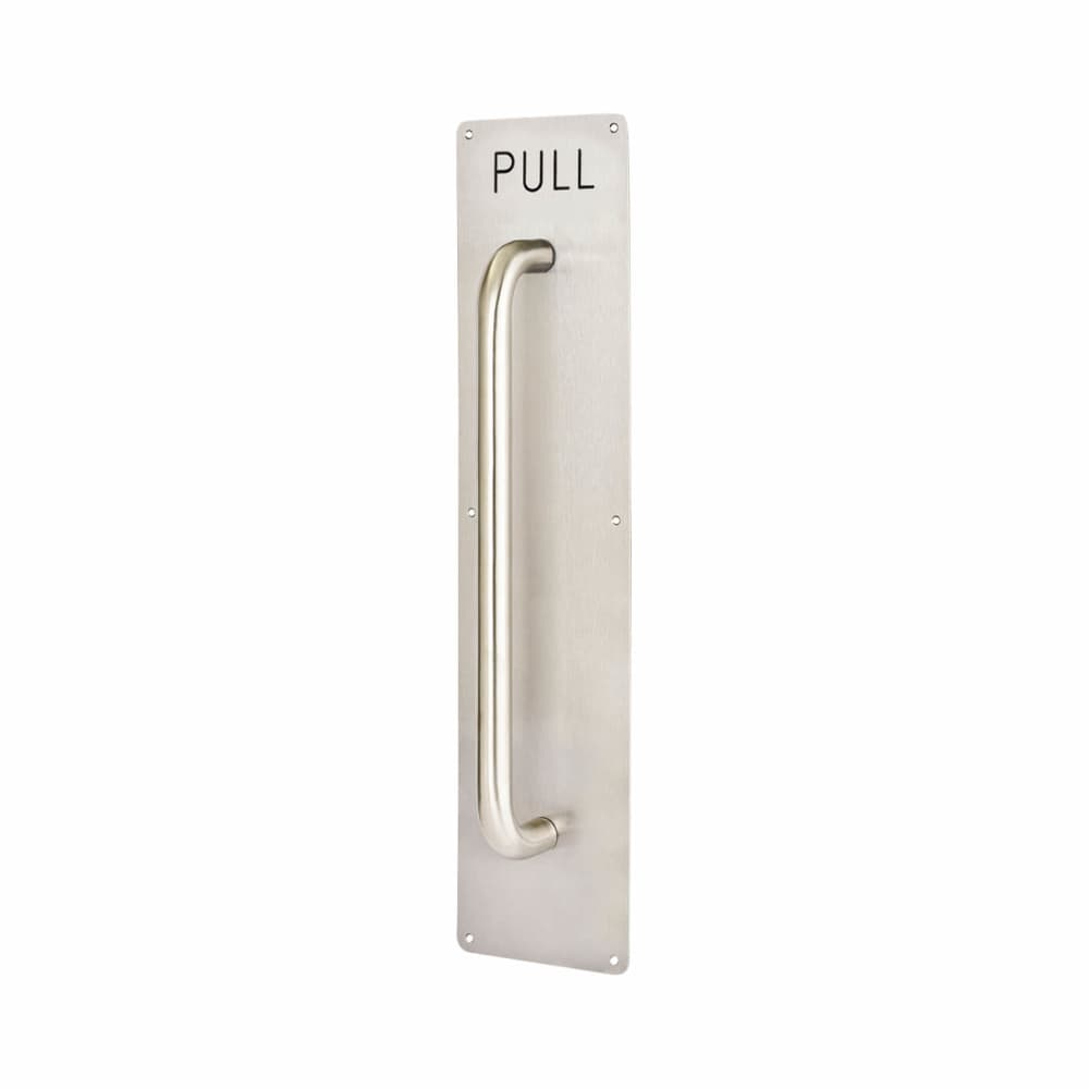 Altro D-Bar Door Pull Handle on Plate - PULL - Screw Fix - 625 x 125mm - Satin Stainless Steel
