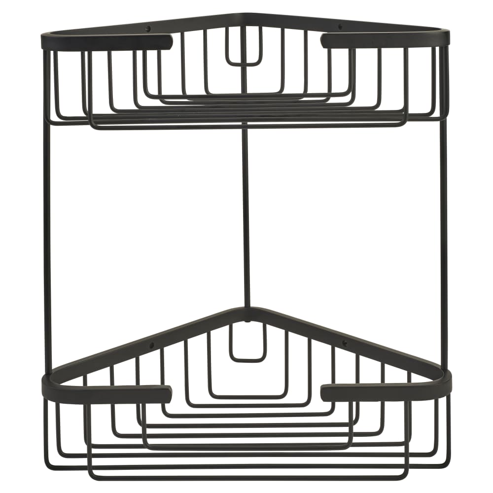 Altro Small Corner Shower Basket - Two Tier - 285 x 255 x 195mm - Matt Black 