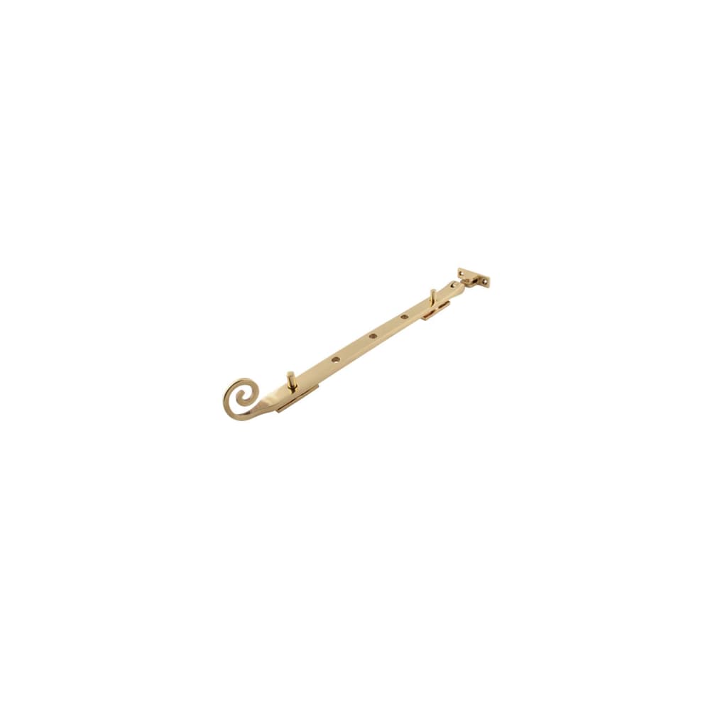 Altro Cast Open Curl Casement Window Stay - 12"/300mm Length - Polished Brass 