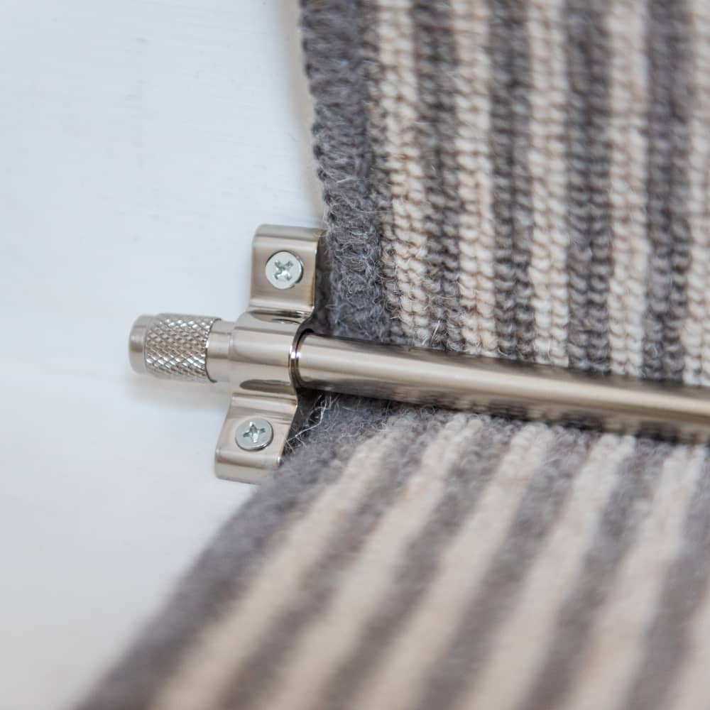 Altro Stair Rod with Knurled Finials - 900mm Length - Polished Nickel