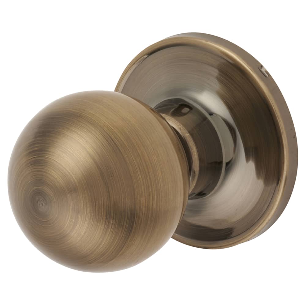 Touchpoint Bala Hotel Mortice Door Knobset - Passage - 65mm Rose Diameter - Antique Brass