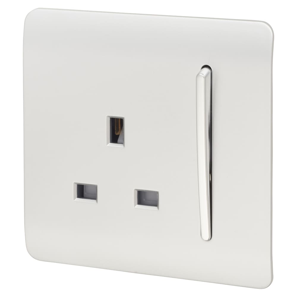 Trendi 13A 1 Gang Screwless Double Pole Switched Socket - Platinum Silver
