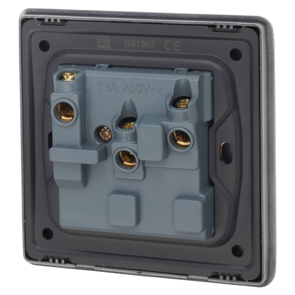Trendi 13A 1 Gang Screwless Double Pole Switched Socket - Platinum Silver