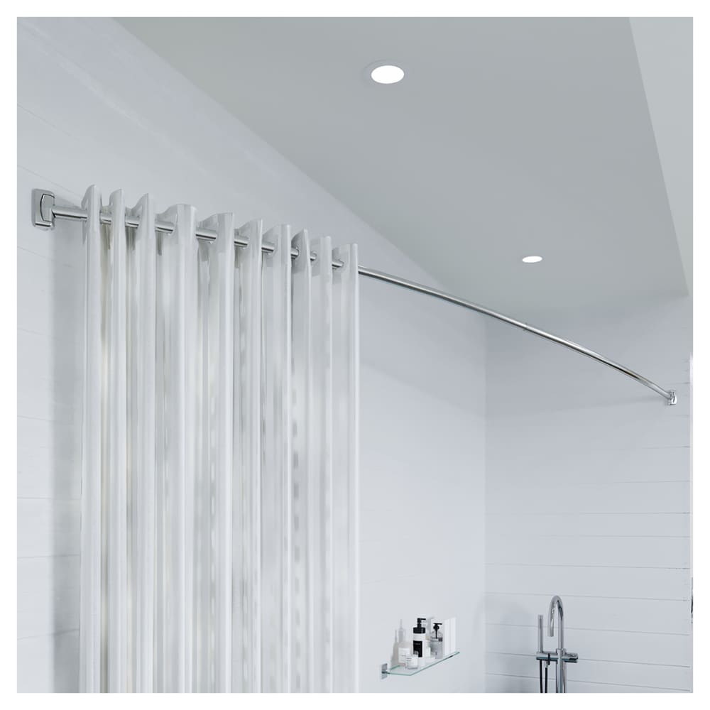 Croydex Shower Rail - Premium Telescopic Curved Rod - 1080-1850mm Length - Chrome