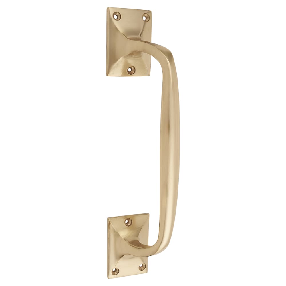 Traditional Heavy Cast Offset Door Pull Handle - Screw Fix - 250mm Centres - Polished Brass