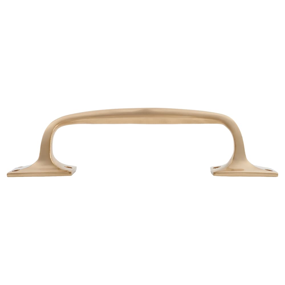 Traditional Heavy Cast Offset Door Pull Handle - Screw Fix - 250mm Centres - Polished Brass