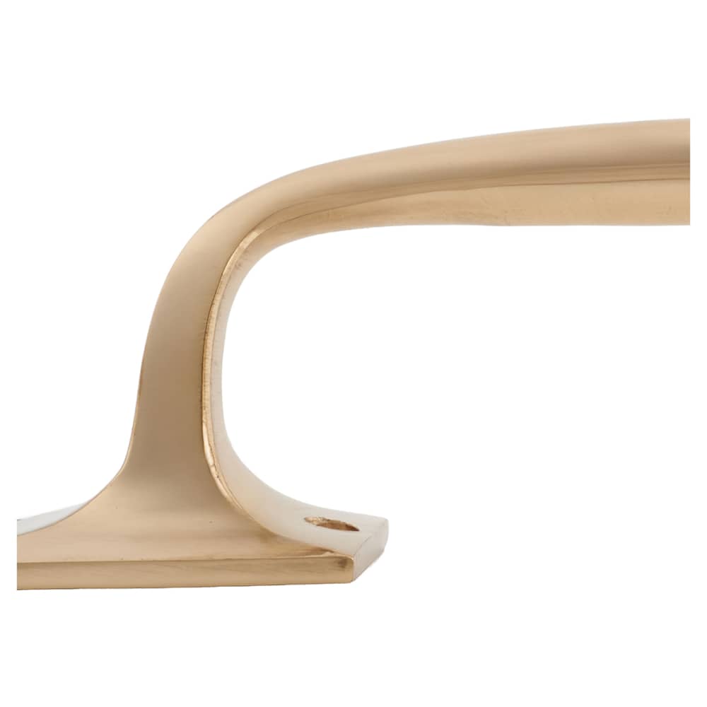 Traditional Heavy Cast Offset Door Pull Handle - Screw Fix - 250mm Centres - Polished Brass