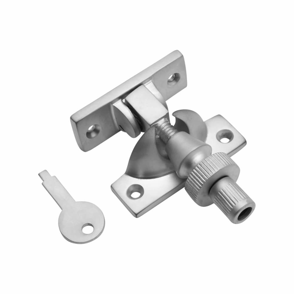 Hampstead Brighton Screw Pattern Locking Sash Fastener - 57 x 22mm - Satin Chrome