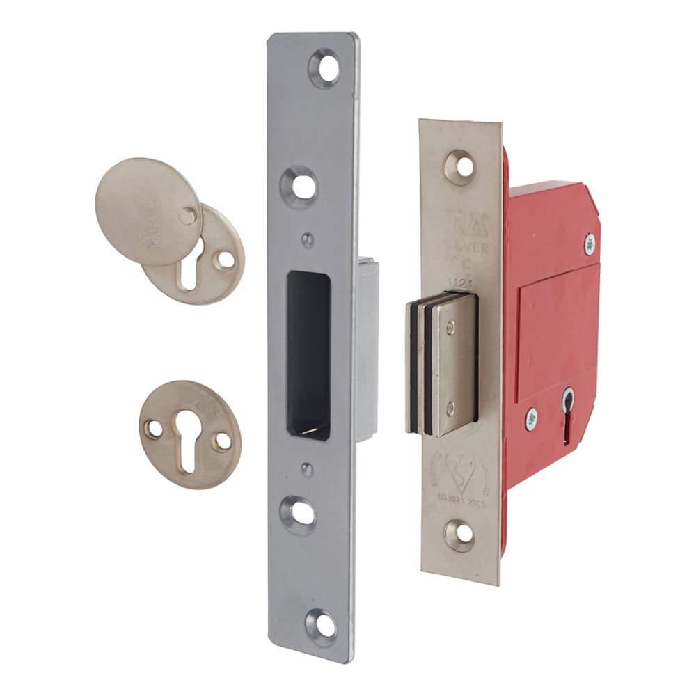 ERA Fortress BS3621:2017 5 Lever Deadlock - 67mm Case - 44mm Backset - Satin Chrome