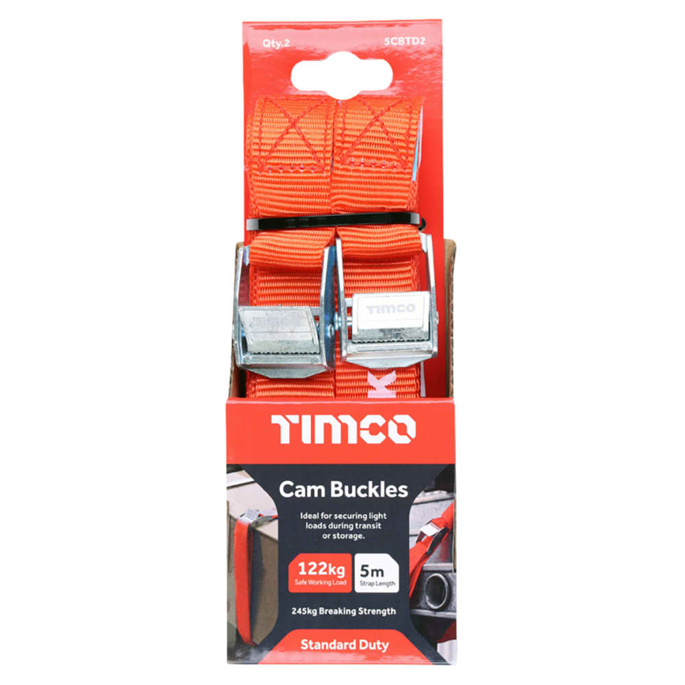 TIMCO Cam Buckles - Standard Duty - 5m x 25mm - Pack of 2