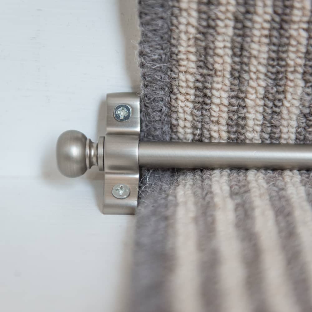 Altro Stair Rod with Round Bulb Finials - 900mm Length - Satin Nickel