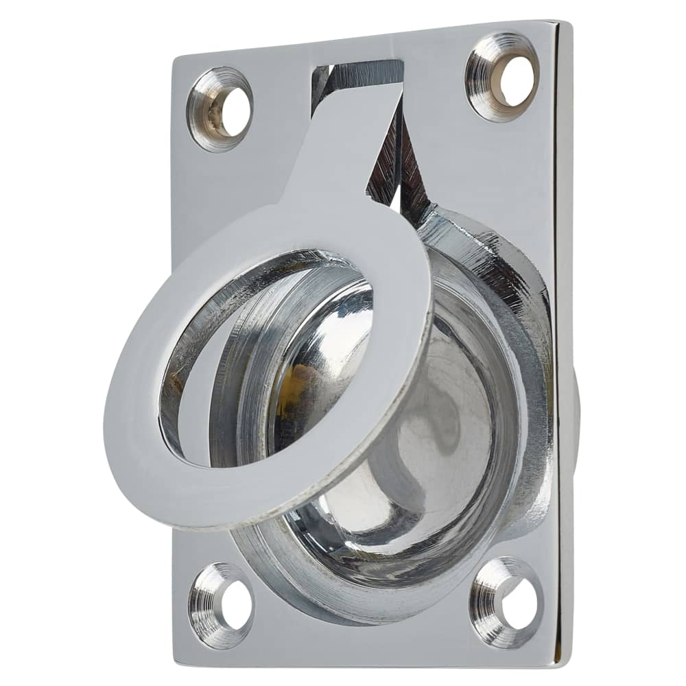 Altro Rectangular Flush Ring Cabinet Pull Handle - 50 x 38mm - Polished Chrome
