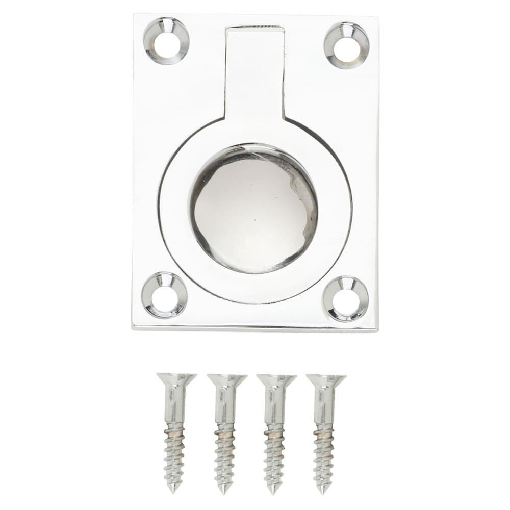 Altro Rectangular Flush Ring Cabinet Pull Handle - 50 x 38mm - Polished Chrome