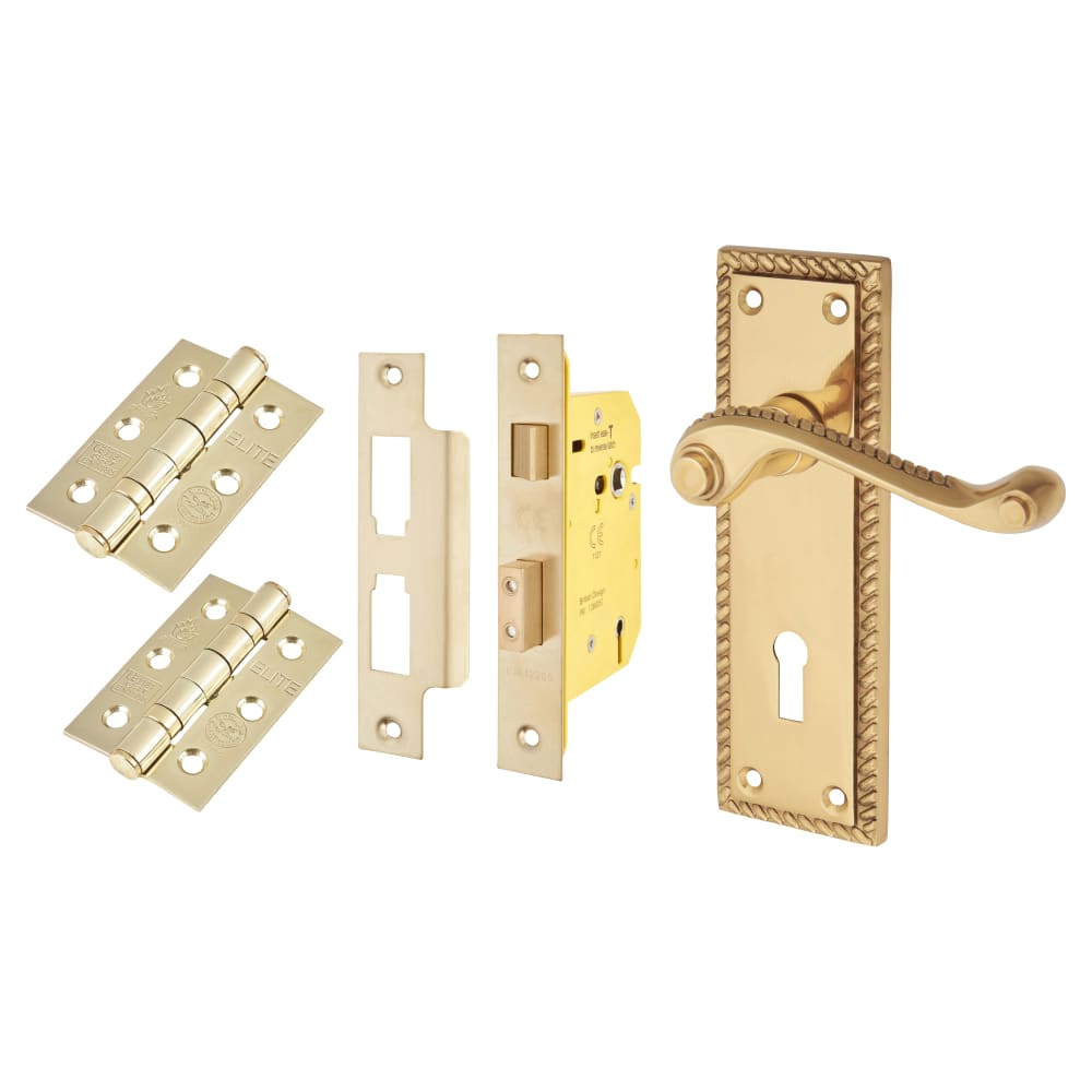 Touchpoint Georgian 3 Lever Sashlock Door Handle Kit - Polished Brass