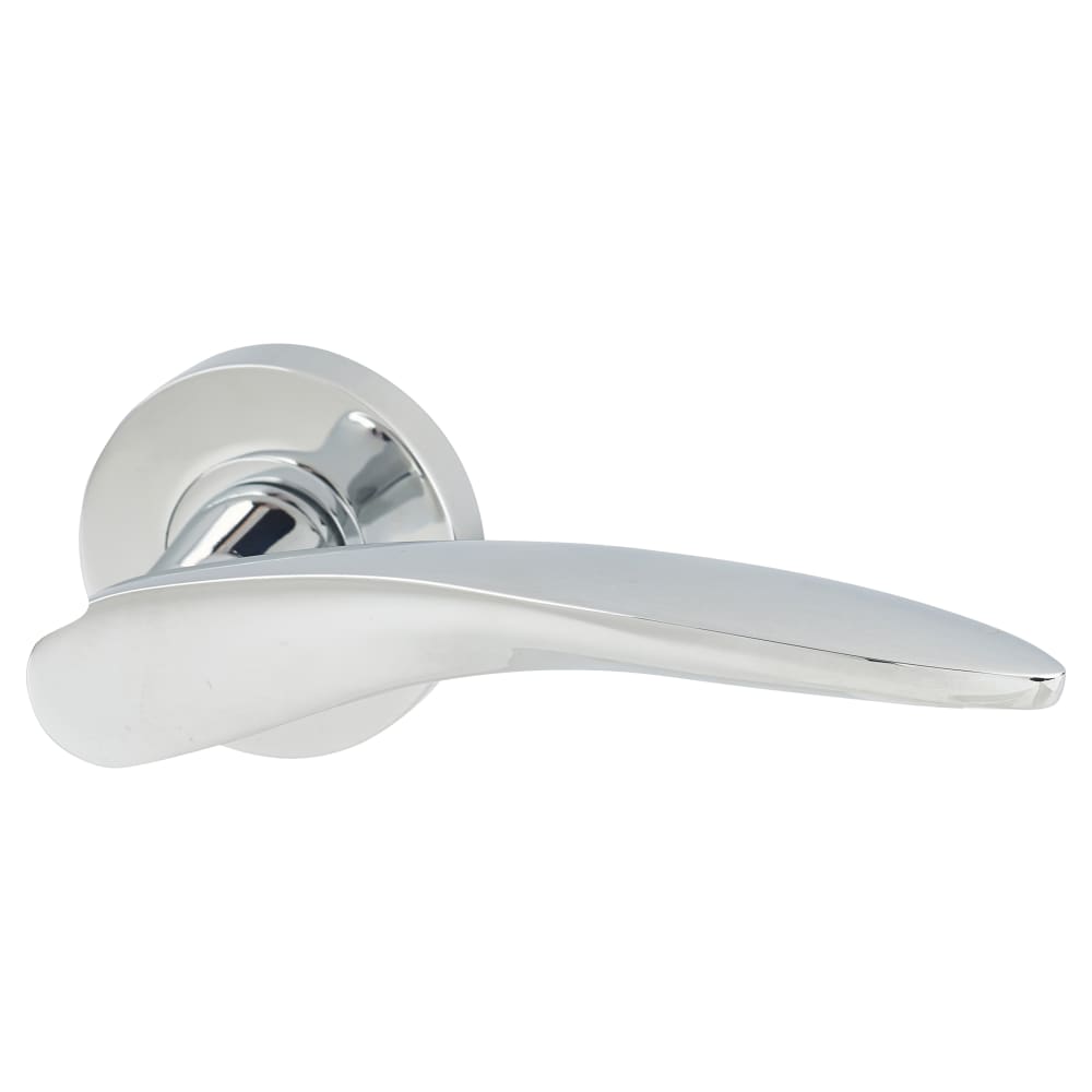 Jigtech Vecta Lever Door Handle on Rose Polished Chrome