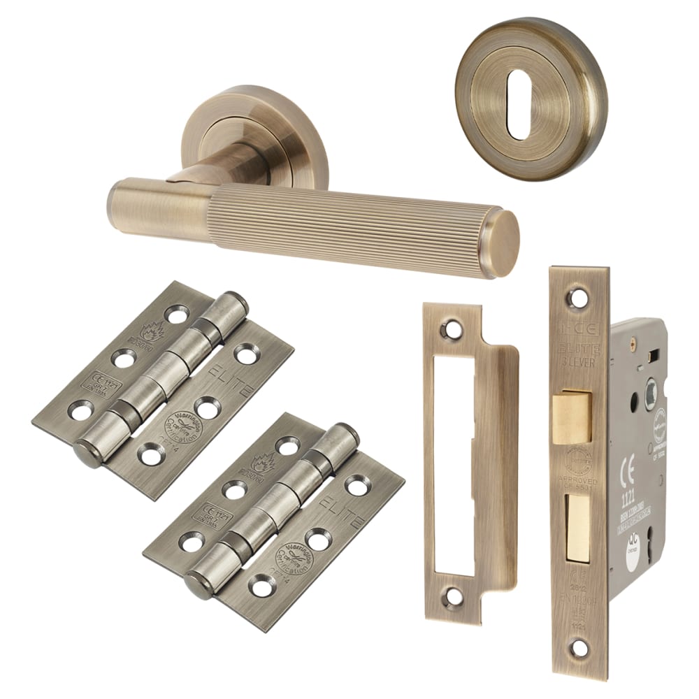 Altro Nova Lines 3 Lever Sashlock Door Handle Kit - Antique Brass