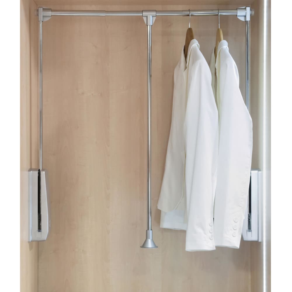 Emuca Pull Down Wardrobe Rail Lift - 600-830mm - Chrome 
