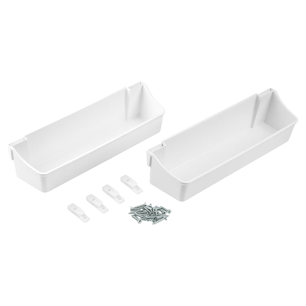 Emuca Supra Auxiliary Tray Kit - 350mm Length - White - Pack of 2
