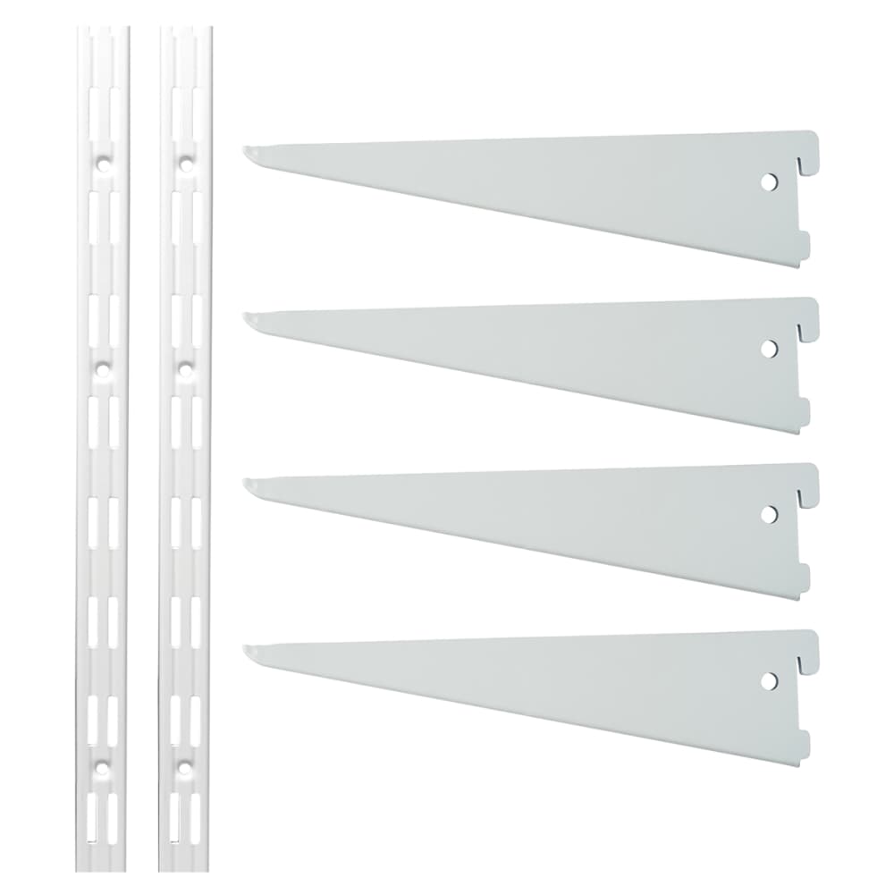 Altro Twin Slot Shelving Kit - 2 x 500mm Shelf Wall Uprights & 4 x 270mm Shelf Brackets - White