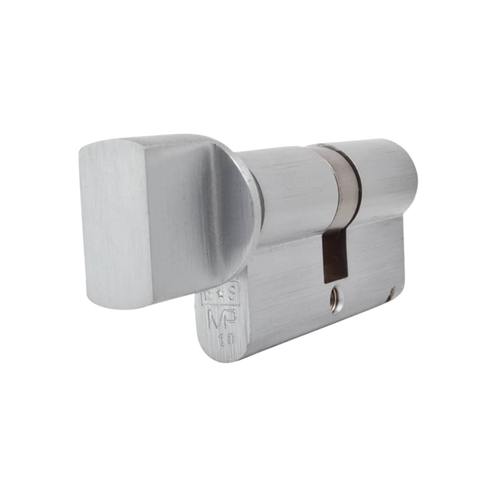 Eurospec 10 Pin 64mm Euro Thumbturn Cylinder - 32mm Turn + 32mm - Satin Chrome - Master Keyed