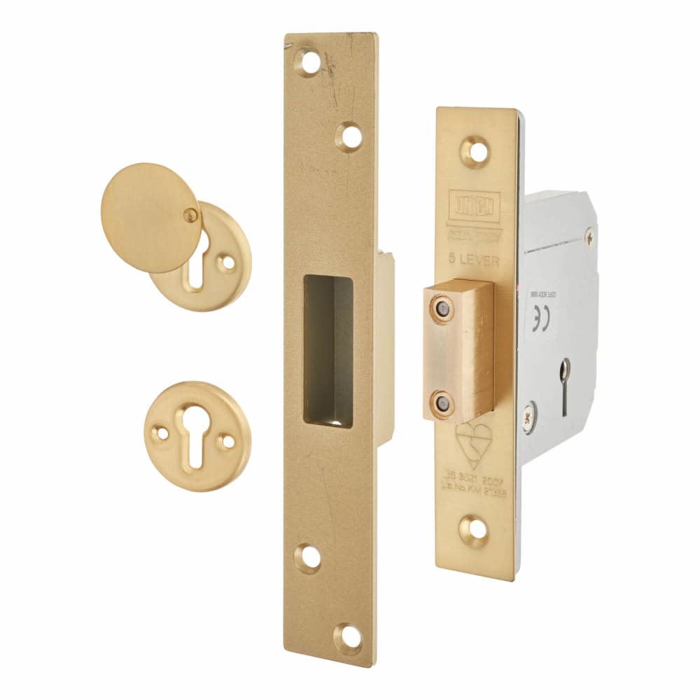 UNION 3G114E BS3621:2007 Heavy Duty Deadlock - 80mm Case - 53mm Backset - Polished Brass
