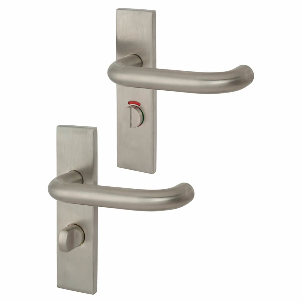 Touchpoint 19mm Return to Door Bathroom Door Handle - Square Plate - 57mm c/c - RH - Sat Stainless