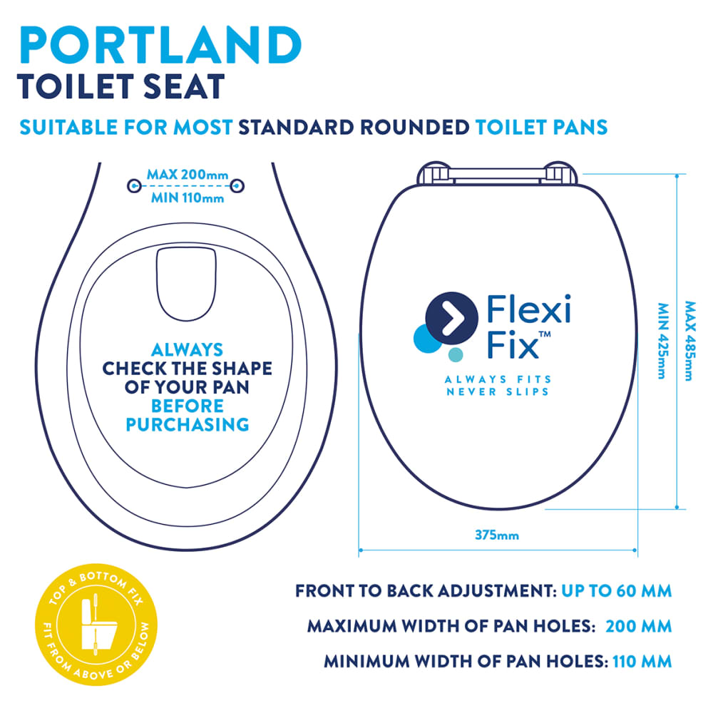 Croydex Portland Flexi-Fix Soft Close Wooden Toilet Seat - White