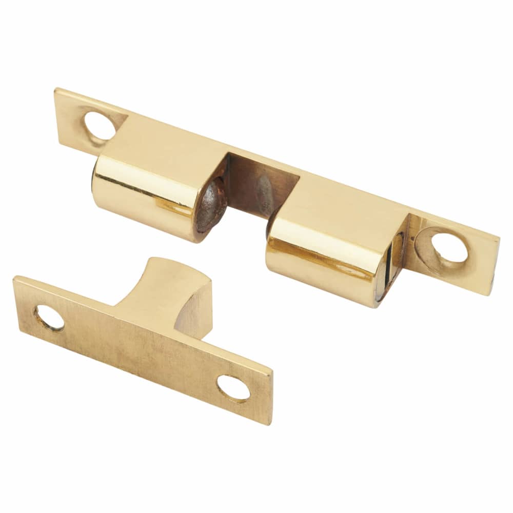 Veel-2 Double Ball Roller Catch - 50 x 8 x 13mm - Polished Brass - Pack of 5