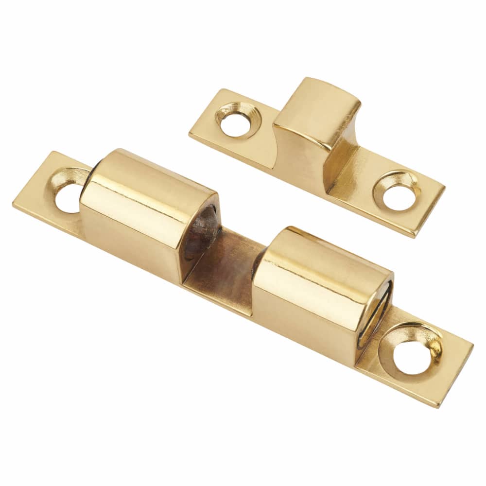 Veel-2 Double Ball Roller Catch - 50 x 8 x 13mm - Polished Brass - Pack of 5