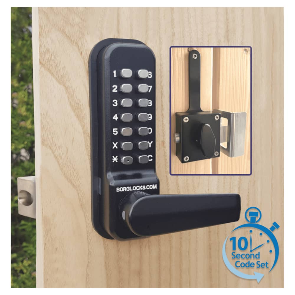 Borg BL4409 Easicode Pro External Marine Grade Pro Push Button Slam Latch Code Lock - Black