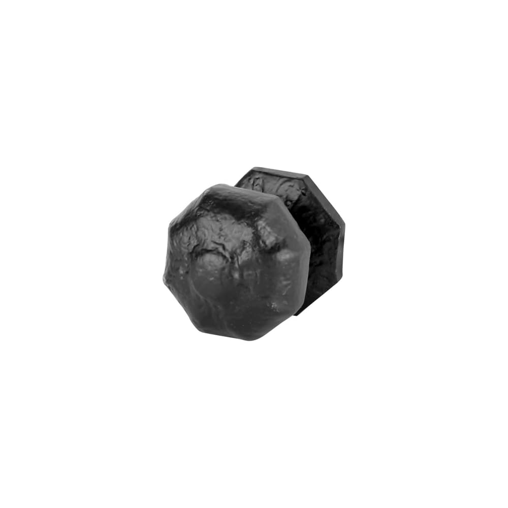 Olde Forge Octagonal Centre Door Knob - 66mm Rose Diameter - Antique Black Iron