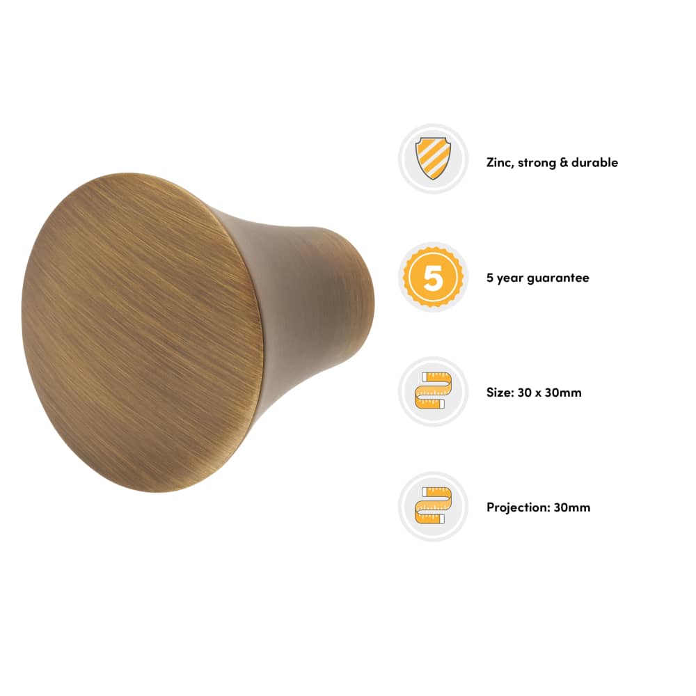 Crofts & Assinder Malvern Round Cabinet Knob - 30mm Diameter - American Bronze