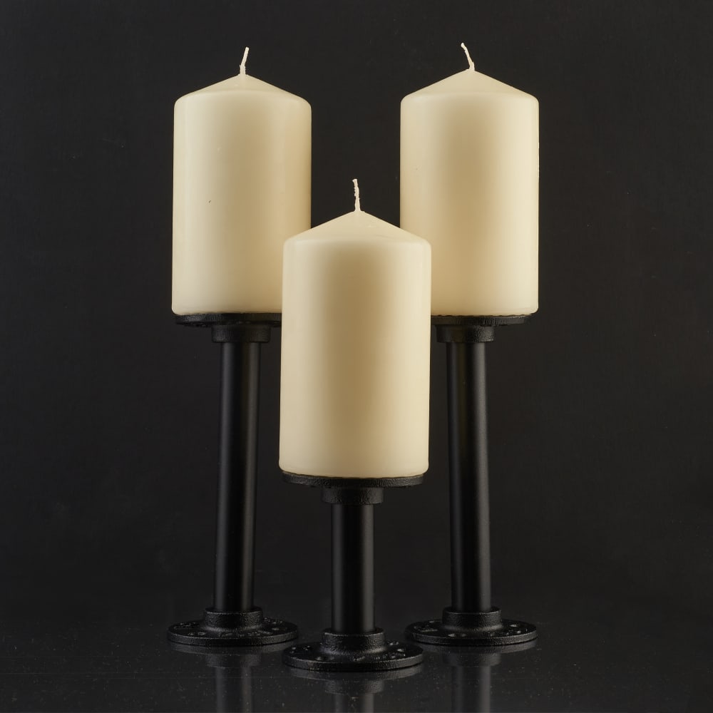 Altro 1/2" Pipe Single Candle Holder - Black - Pack of 3