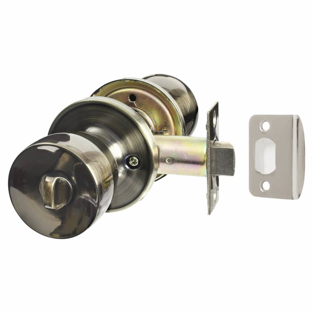 Touchpoint Hotel Mortice Door Knobset - Bathroom - 60mm Rose Diameter - Antique Brass