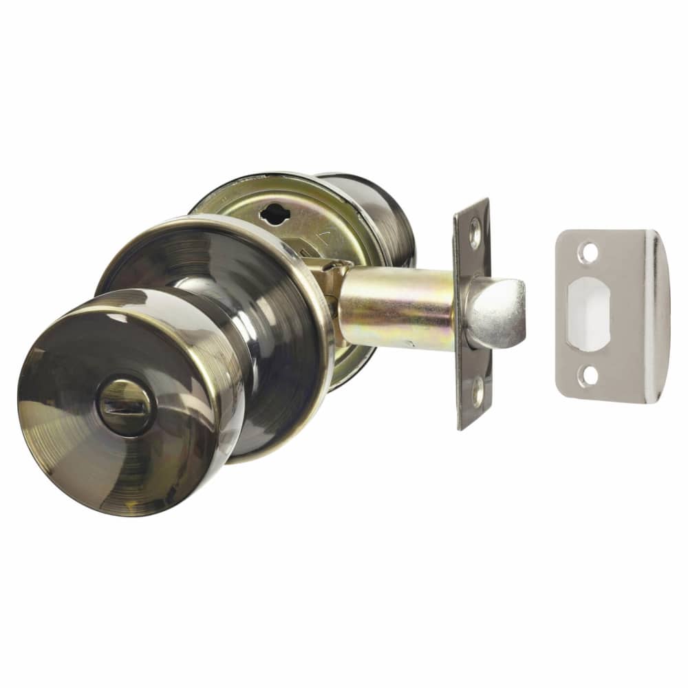 Touchpoint Hotel Mortice Door Knobset - Bathroom - 60mm Rose Diameter - Antique Brass