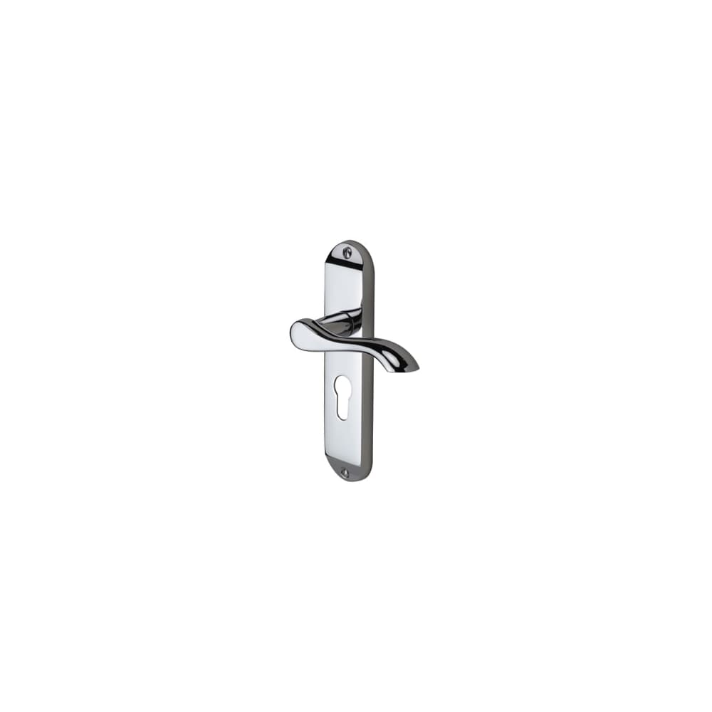 M Marcus Aurora Lock Door Handle - Euro - 183 x 42mm - Polished Chrome