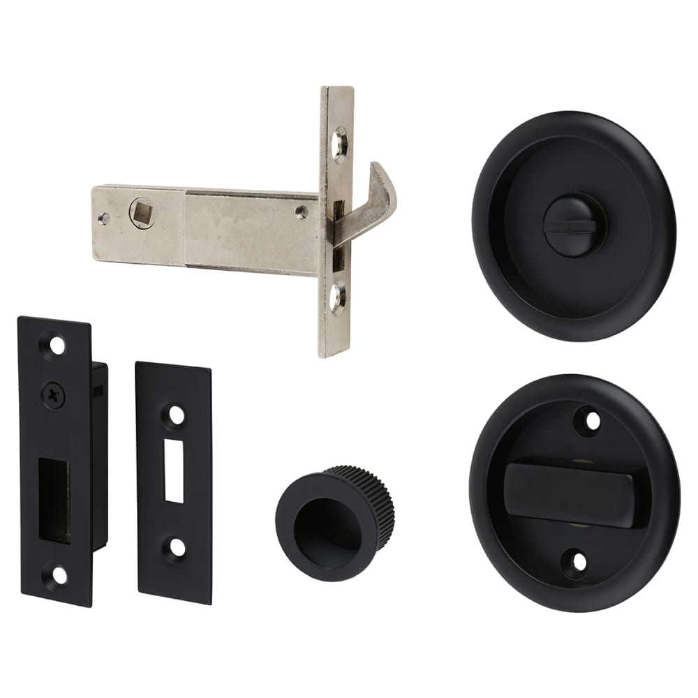 Klug Round Flush Privacy Set with Bolt - Matt Black 