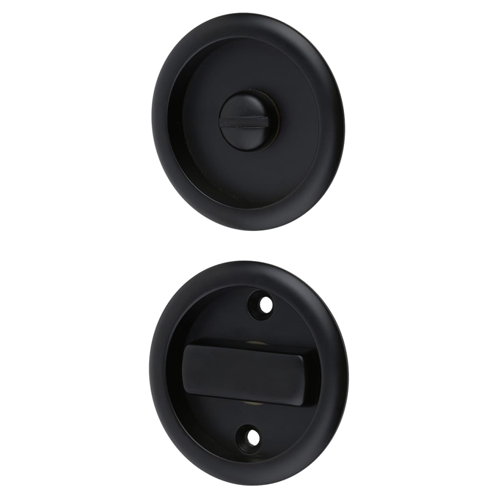 Klug Round Flush Privacy Set with Bolt - Matt Black 