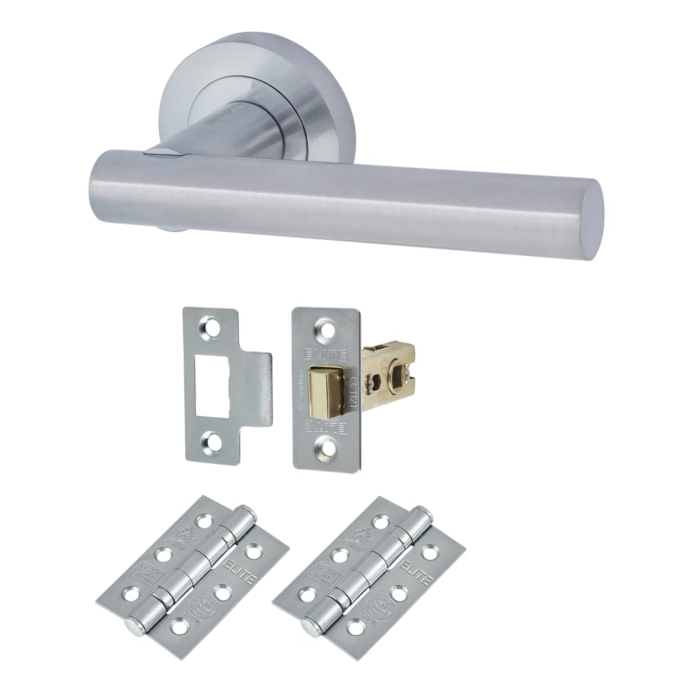 Altro Bella Latch Door Handle on Rose Kit - Satin Chrome