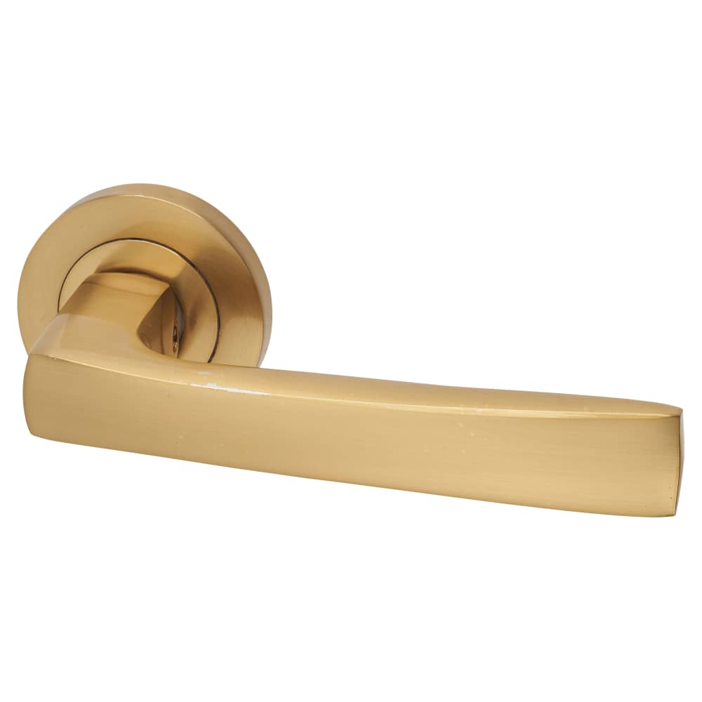 Hampstead Ivy Door Handle on Rose - Satin Brass 