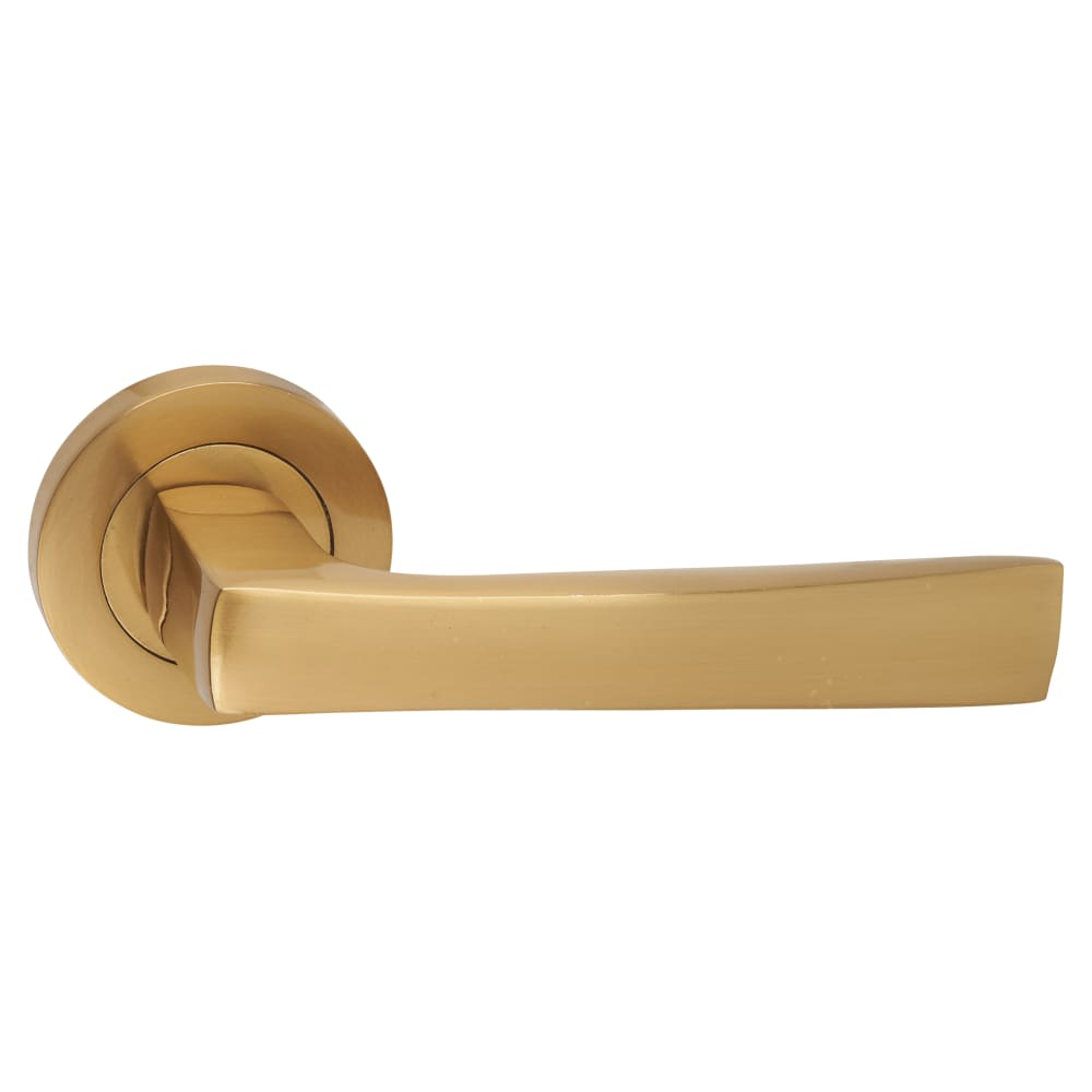 Hampstead Ivy Door Handle on Rose - Satin Brass 