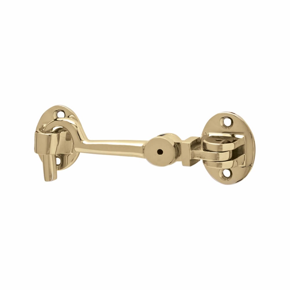 CABIN HOOK AND EYE 75MM 3 INCH SOLID POLISHED BRASS WITH SCREWS