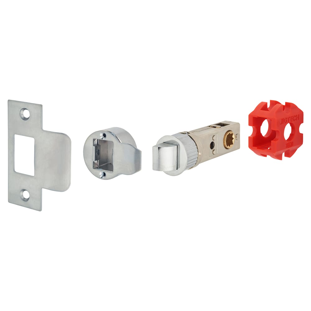Jigtech Tactil Latch Door Handle on Rose Kit - Passage - Polished Chrome