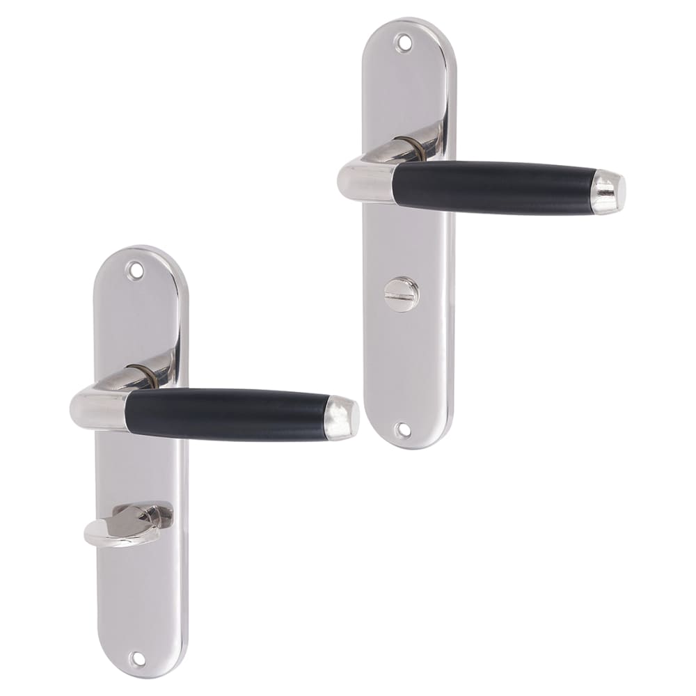 Urfic Cambridge Bathroom Door Handle - 185 x 40mm - Polished Nickel/Matt Black
