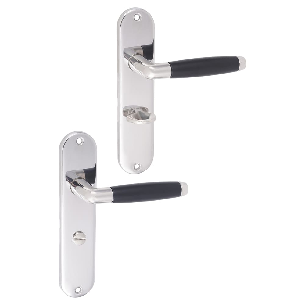 Urfic Cambridge Bathroom Door Handle - 185 x 40mm - Polished Nickel/Matt Black