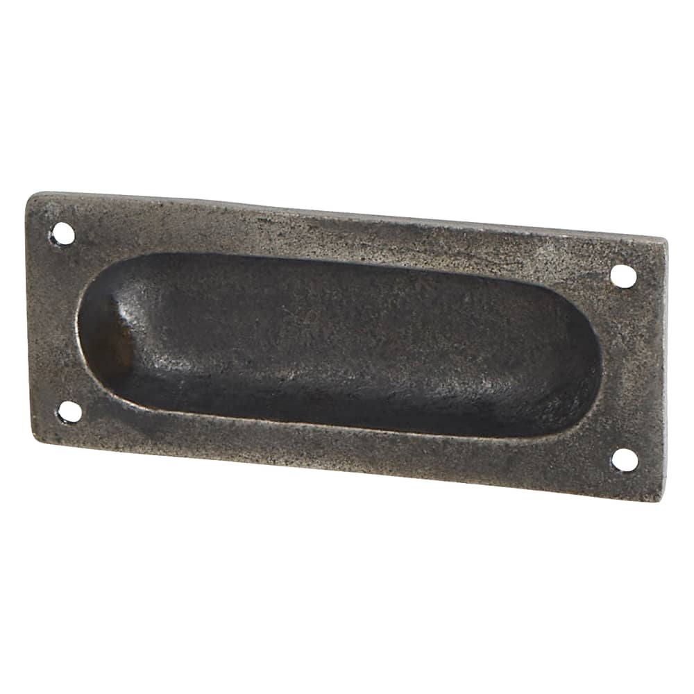 Olde Forge Rectangular Flush Cabinet Pull Handle - 90 x 40mm - Pewter Effect