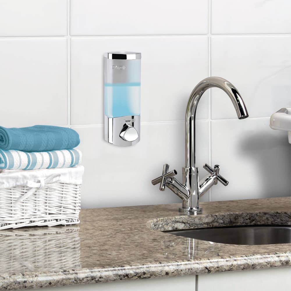 Croydex Euro Wall Mounted Soap Dispenser - 80 x 80 x 200mm - Chrome