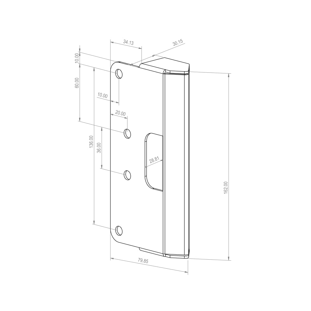 Gatemaster Surface Fixed Marine Grade One Side Push Button Gate Code Lock - Holdback - R/H - Black