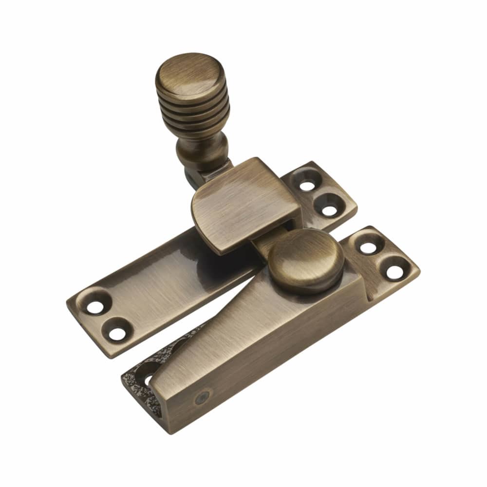 Altro Heavy Straight Arm Quadrant Sash Fastener - 70 x 19mm - Antique Brass